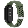 For Xiaomi Mi Band 8 Two-color Steel Plug Silicone Watch Band(Army Green Black)