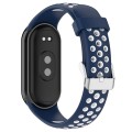 For Xiaomi Mi Band 8 Two-color Steel Plug Silicone Watch Band(Blue White)