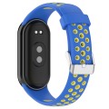 For Xiaomi Mi Band 8 Two-color Steel Plug Silicone Watch Band(Blue Yellow)