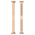 For Xiaomi Mi Band 8 Three-beads Full Diamond Metal Watch Band(Rose Gold)