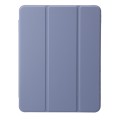 For iPad Air 11 2024 Clear Acrylic 3-Fold Leather Tablet Case(Lavender Purple)