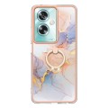 For OPPO A79 5G Global Electroplating IMD TPU Phone Case with Ring(White Marble)