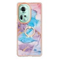 For OPPO Reno11 5G Global Electroplating IMD TPU Phone Case with Ring(Blue Marble)