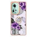 For OPPO Reno11 5G Global Electroplating IMD TPU Phone Case with Ring(Purple Flower)