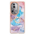 For OPPO Reno11 Pro 5G Global Electroplating IMD TPU Phone Case with Ring(Blue Marble)