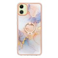 For Samsung Galaxy A05 Electroplating IMD TPU Phone Case with Ring(White Marble)