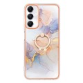 For Samsung Galaxy A05s Electroplating IMD TPU Phone Case with Ring(White Marble)