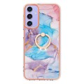 For Samsung Galaxy A15 5G Electroplating IMD TPU Phone Case with Ring(Blue Marble)