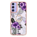For Samsung Galaxy A15 5G Electroplating IMD TPU Phone Case with Ring(Purple Flower)