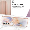 For Samsung Galaxy A25 5G Electroplating IMD TPU Phone Case with Ring(White Marble)