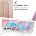 For Samsung Galaxy A25 5G Electroplating IMD TPU Phone Case with Ring(Blue Marble)