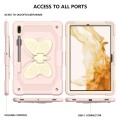 For Samsung Galaxy Tab S8+ / S7+ Butterfly Kickstand Heavy Duty Hard Rugged Tablet Case(Beige+Rose P
