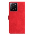 For Xiaomi 13T Flower Embossing Pattern Leather Phone Case(Red)