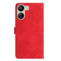 For Xiaomi Redmi 13C 4G Flower Embossing Pattern Leather Phone Case(Red)
