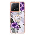 For Xiaomi 13T / 13T Pro Electroplating IMD TPU Phone Case with Ring(Purple Flower)