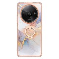For Xiaomi Redmi A3 Electroplating IMD TPU Phone Case with Ring(White Marble)