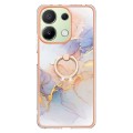 For Xiaomi Redmi Note 13 4G Electroplating IMD TPU Phone Case with Ring(White Marble)