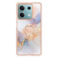 For Xiaomi Redmi Note 13 5G Global Electroplating IMD TPU Phone Case with Ring(White Marble)