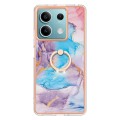 For Xiaomi Redmi Note 13 5G Global Electroplating IMD TPU Phone Case with Ring(Blue Marble)