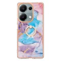 For Xiaomi Redmi Note 13 Pro 4G/Poco M6 Pro 4G Electroplating IMD TPU Phone Case with Ring(Blue Marb