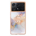 For Xiaomi Poco X6 Pro / Redmi K70E Electroplating IMD TPU Phone Case with Ring(White Marble)