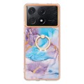 For Xiaomi Poco X6 Pro / Redmi K70E Electroplating IMD TPU Phone Case with Ring(Blue Marble)
