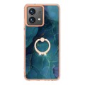 For Motorola Moto G84 Electroplating Marble Dual-side IMD Phone Case with Ring(Green 017)