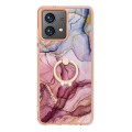For Motorola Moto G84 Electroplating Marble Dual-side IMD Phone Case with Ring(Rose Red 014)