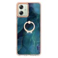 For Motorola Moto G54 Electroplating Marble Dual-side IMD Phone Case with Ring(Green 017)