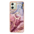 For Motorola Moto G54 Electroplating Marble Dual-side IMD Phone Case with Ring(Rose Red 014)