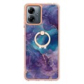 For Motorola Moto G14 Electroplating Marble Dual-side IMD Phone Case with Ring(Purple 016)