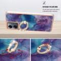 For Motorola Moto G14 Electroplating Marble Dual-side IMD Phone Case with Ring(Purple 016)