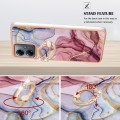 For Motorola Moto G14 Electroplating Marble Dual-side IMD Phone Case with Ring(Rose Red 014)