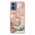 For Motorola Moto G34 Electroplating Marble Dual-side IMD Phone Case with Ring(Rose Gold 015)