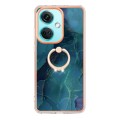 For OnePlus Nord CE 3 Electroplating Marble Dual-side IMD Phone Case with Ring(Green 017)