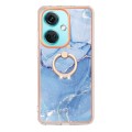 For OnePlus Nord CE 3 Electroplating Marble Dual-side IMD Phone Case with Ring(Blue 018)