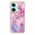 For OnePlus Nord CE 3 Electroplating Marble Dual-side IMD Phone Case with Ring(Pink 013)
