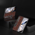 For Samsung Galaxy Z Fold3 5G ABEEL Integrated Genuine Leather Sky Series Phone Case with Holder(Bro