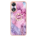 For OPPO A78 / A58 Electroplating Marble Dual-side IMD Phone Case with Ring(Pink 013)
