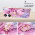 For OPPO A78 / A58 Electroplating Marble Dual-side IMD Phone Case with Ring(Pink 013)