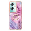 For OPPO A79 5G Global Electroplating Marble Dual-side IMD Phone Case with Ring(Pink 013)