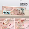 For OPPO A79 5G Global Electroplating Marble Dual-side IMD Phone Case with Ring(Rose Gold 015)