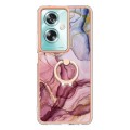 For OPPO A79 5G Global Electroplating Marble Dual-side IMD Phone Case with Ring(Rose Red 014)