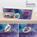 For OPPO Reno11 Pro 5G Global Electroplating Marble Dual-side IMD Phone Case with Ring(Purple 016)