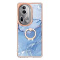 For OPPO Reno11 Pro 5G Global Electroplating Marble Dual-side IMD Phone Case with Ring(Blue 018)