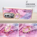 For OPPO Reno11 Pro 5G Global Electroplating Marble Dual-side IMD Phone Case with Ring(Pink 013)