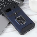 For Google Pixel 8a Camera Shield Card Slot PC+TPU Phone Case(Blue)