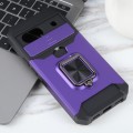 For Google Pixel 8a Camera Shield Card Slot PC+TPU Phone Case(Purple)