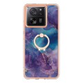 For Xiaomi 13T / 13T Pro Electroplating Marble Dual-side IMD Phone Case with Ring(Purple 016)