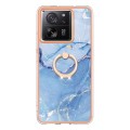 For Xiaomi 13T / 13T Pro Electroplating Marble Dual-side IMD Phone Case with Ring(Blue 018)